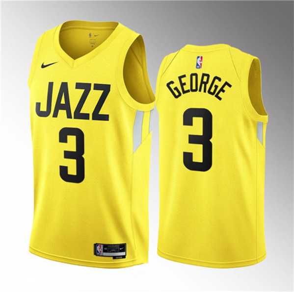 Men%27s Utah Jazz #3 Keyonte George Yellow 2023 Draft Association Edition Stitched Basketball Jersey Dzhi